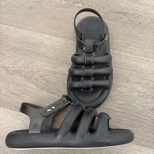 Melissa freesherman fishermen Black Chunky jelly Rubber Slide Sandals